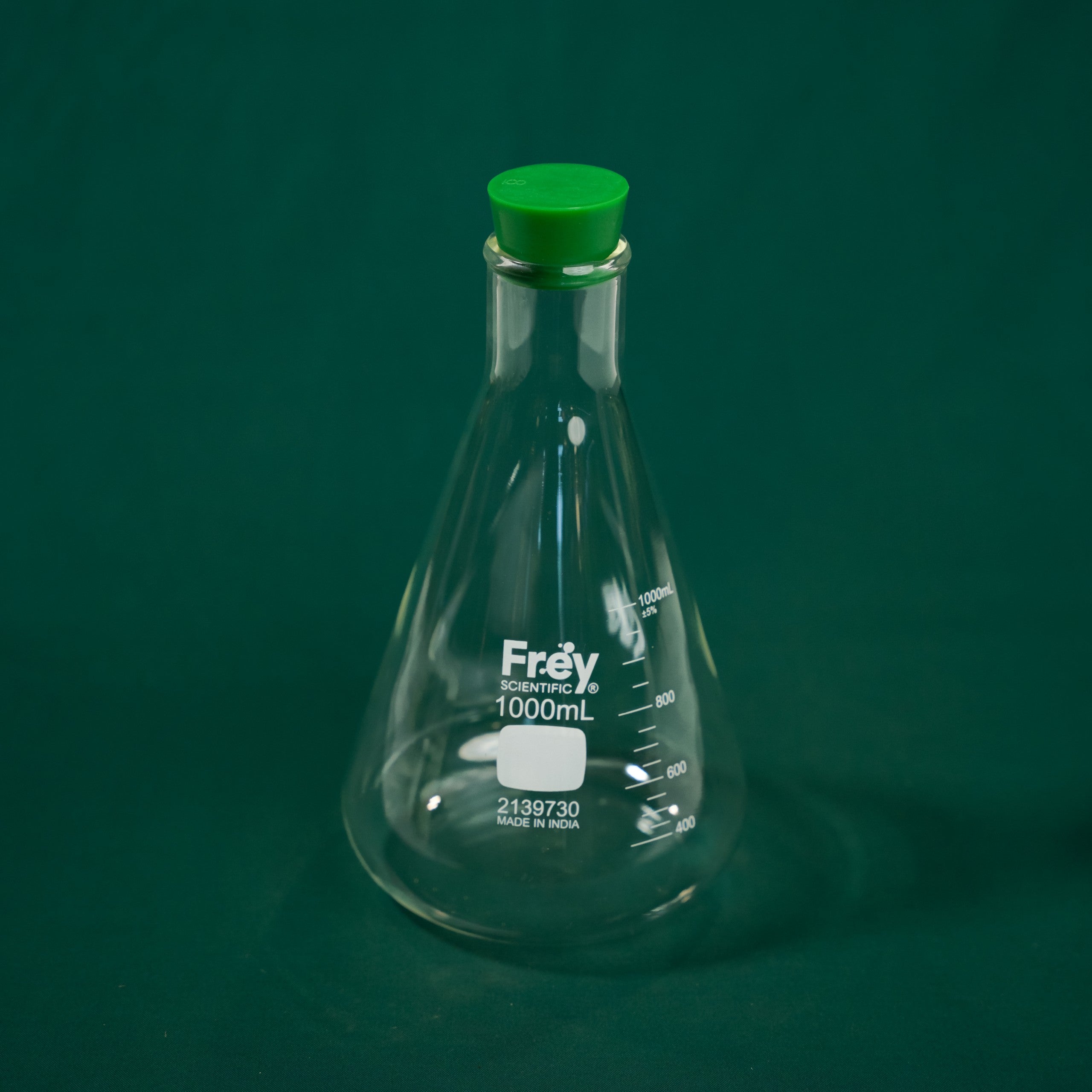 Glass - 1000 mL Erlenmeyer Flask w/ Green Stopper | Plush Moon Terrarium Co